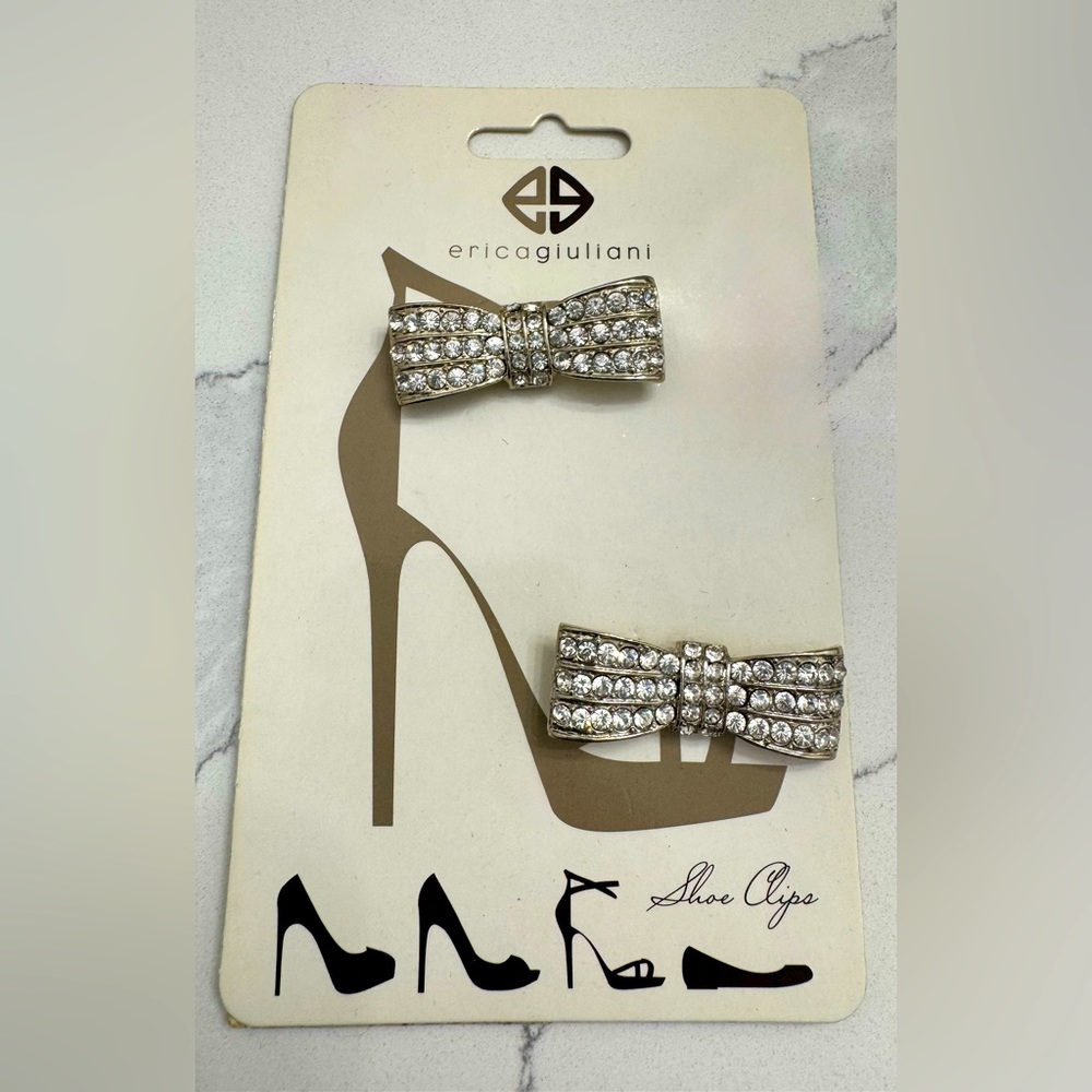 ERICA GIULIANI attachable diamond bow shoe clips. (brand new)